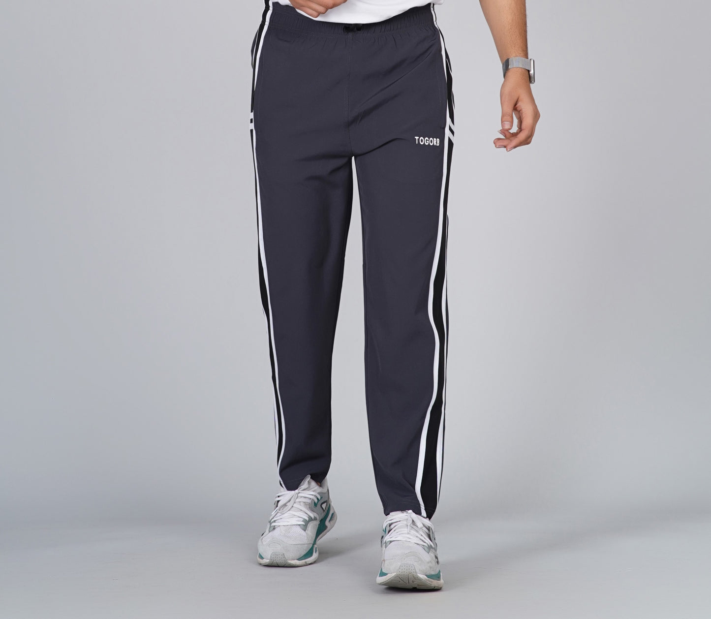 TOGORB Slim Fit Track Pants with Dual Stripes